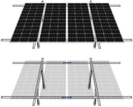 Ground Mount Solar Panel Mounting Hardware, Takes up to 4 Solar Panels